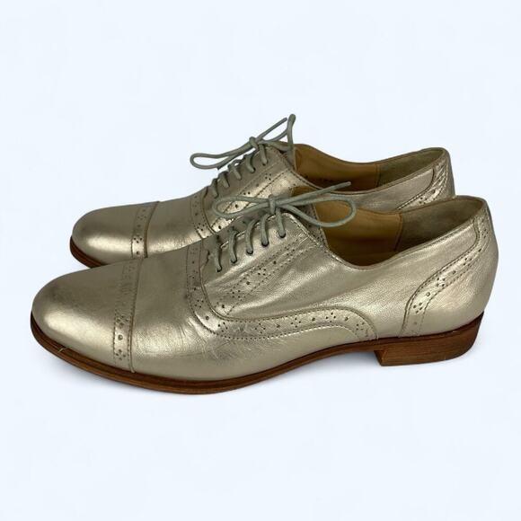 Cole Haan Brushed Gold Leather Oxfords Women's Size 7.5 - Picture 7 of 8